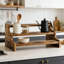 Étagère à épices en bois à 3 niveaux, organisateur de comptoir compact pour garde-manger, bouteilles à épices, bocaux, assaisonnements et accessoires de cuisson, étagère de rangement polyvalente