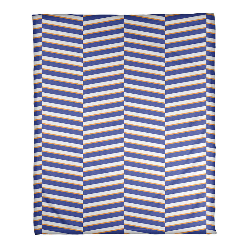 Couverture polaire rayures fracture, l 50 po x L 60 po, Bleu / orange