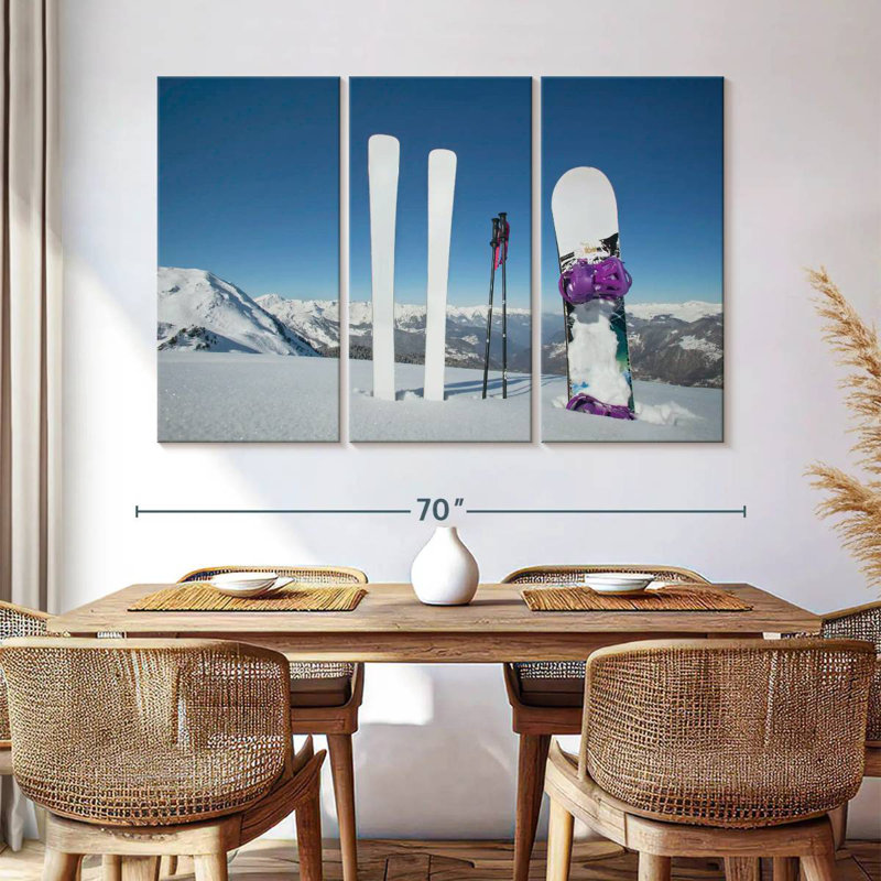 Skis And Snowboard, 20" H x 33" W