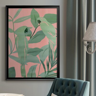 Pink And Green Birds Of Paradise II Premium Framed Canvas - Ready To Hang -  Bayou Breeze, EDD2A99CC1194730AD4F99B46BA3FAEA