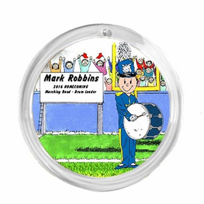 Personalized Round Christmas Ornament: Marching Band - Bass Drum - Male