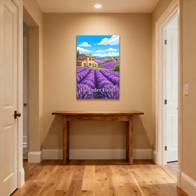 Peinture de paysage de champs de lavande en France