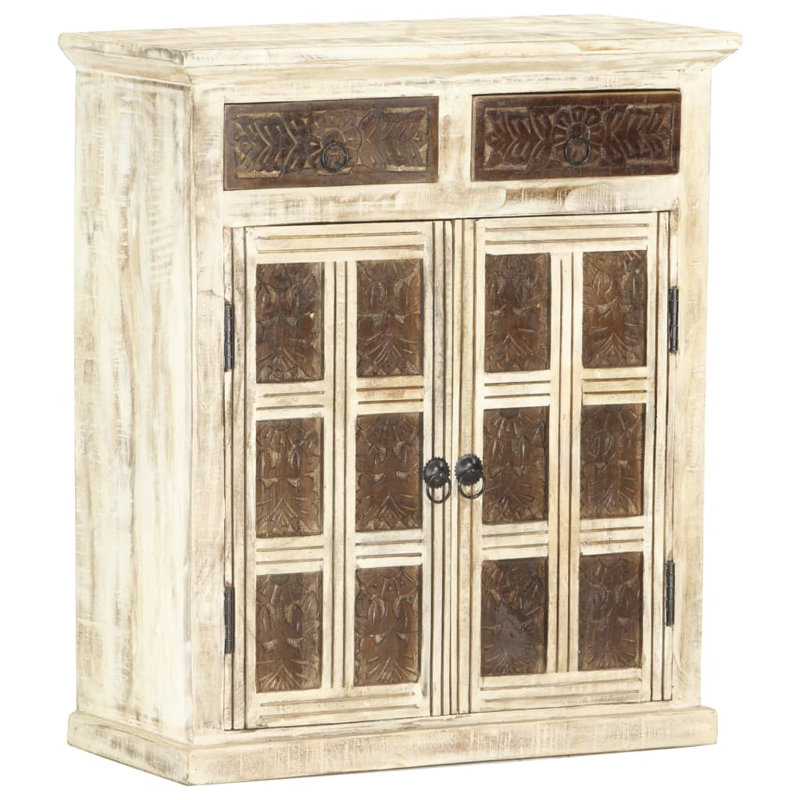 Buffet en bois de manguier blanc 25,6 po x 11,8 po x 29,5 po Tyreese