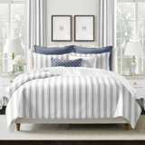 August Stripe Reversible Cotton Duvet Cover Set