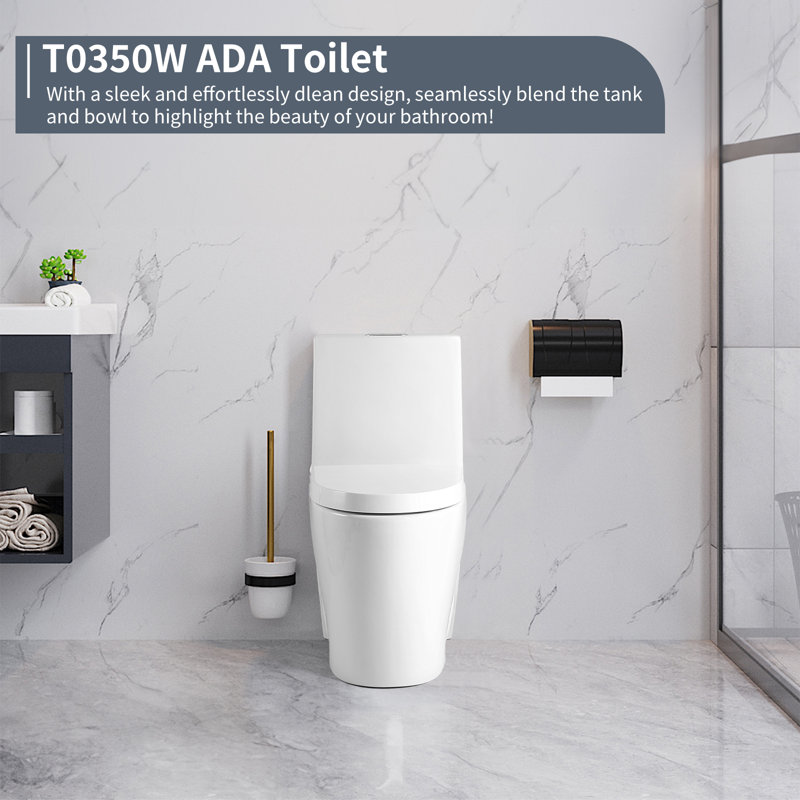 One-Piece Toilet With Skirted Design, Glossy White