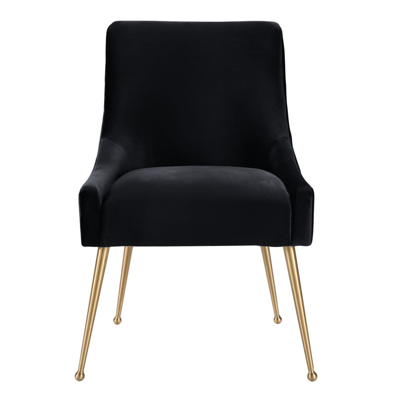Chaise d'appoint en velours noir Joe, Noir