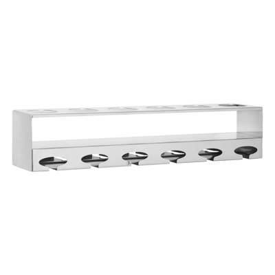 Bashaw 6 Bottle Wall Mounted Wine Bottle & Glass Rack in Silver