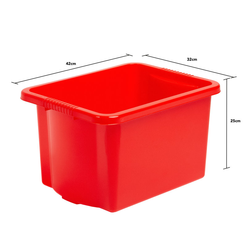 Wham Stack & Store 24L Plastic Organiser Box, Red
