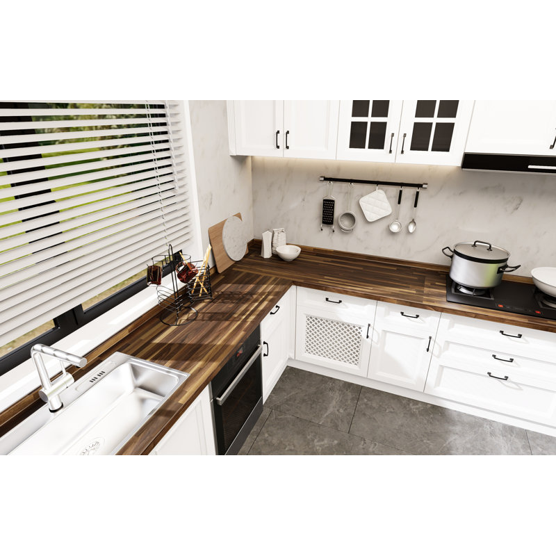CONSDAN Butcher Block Counter Top, Solid Walnut Hardwood Countertop, Prefinished with Food-Safe Oil, 1.5" H x 30" L x 25" W