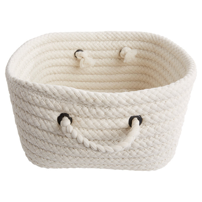 Braided Shelf Square Storage Utility Basket - White, Medium
