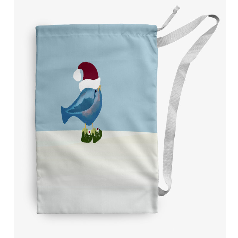 Fabric Laundry Bag with Handles, Small (29" H x 18" W), Blue/White