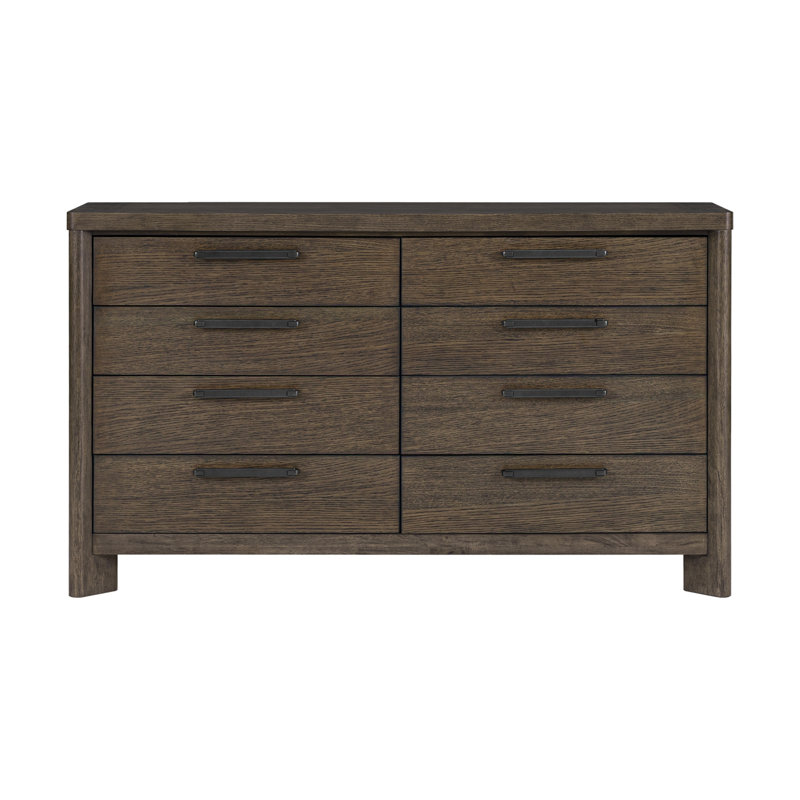 Commode en bois massif 8 tiroirs Juliano, Dark Oak
