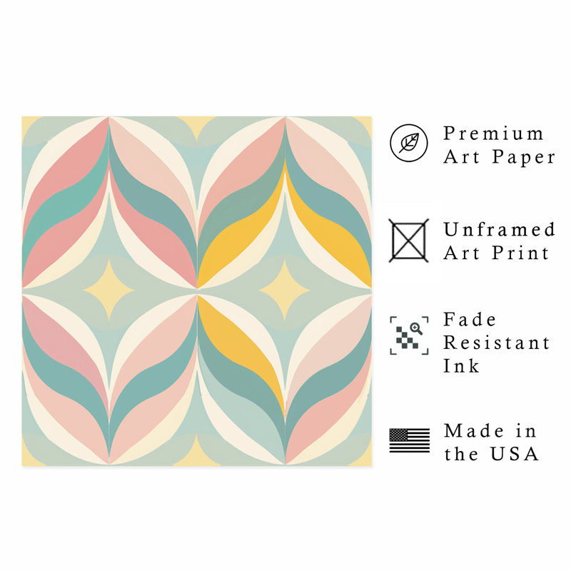 «Abstract Abstract Groovy 70s Pattern VI Retro», reproduction d'art non encadrée, H 14 po x l 14 po