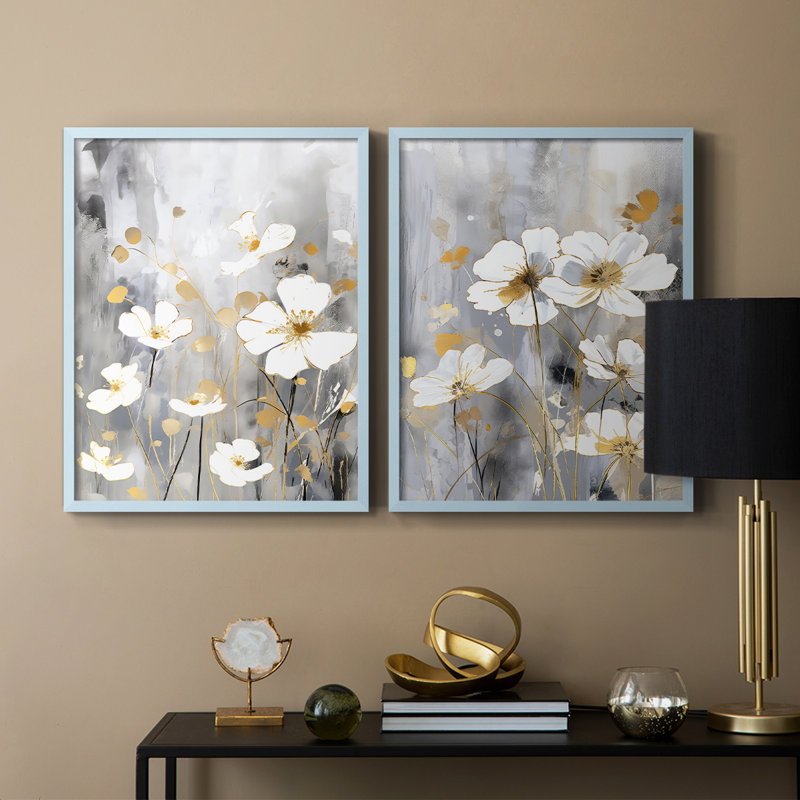 FLORAL Series CDVII - Reproduction encadrée de qualité supérieure - prête à être accrochée - aucun clou requis - aucun clou requis