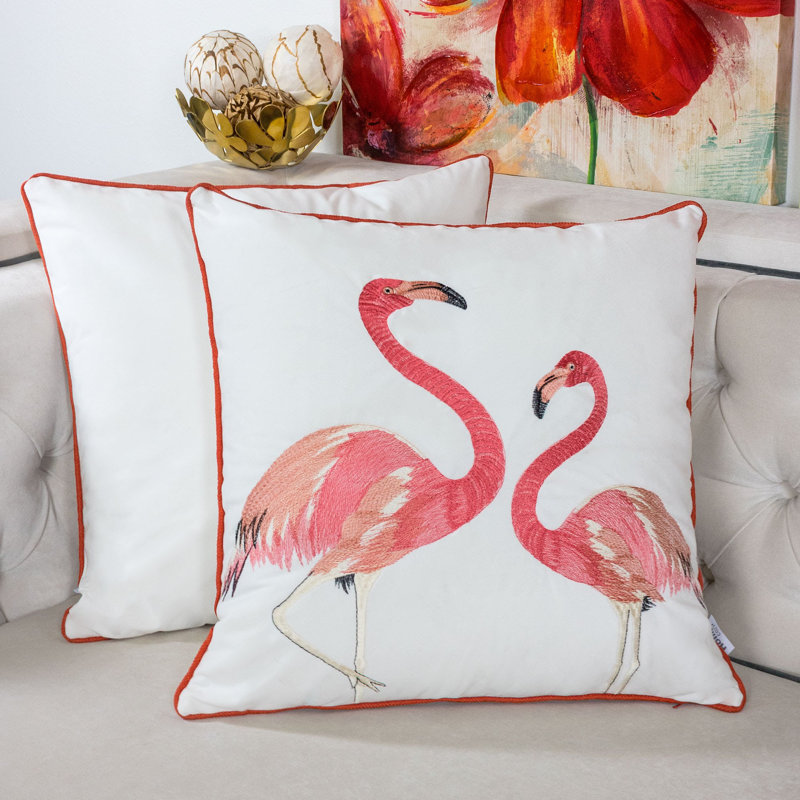 Embroidered Velvet Throw Pillow
