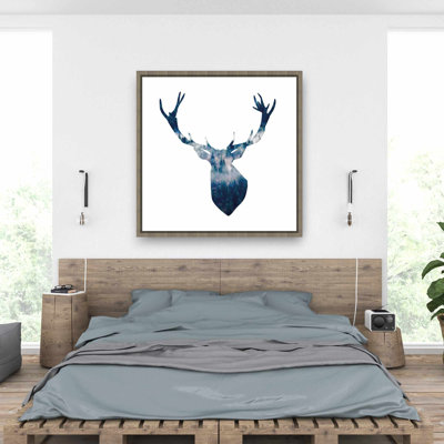 «Deer Head Landscape», art mural sur toile encadré pour la décoration intérieure