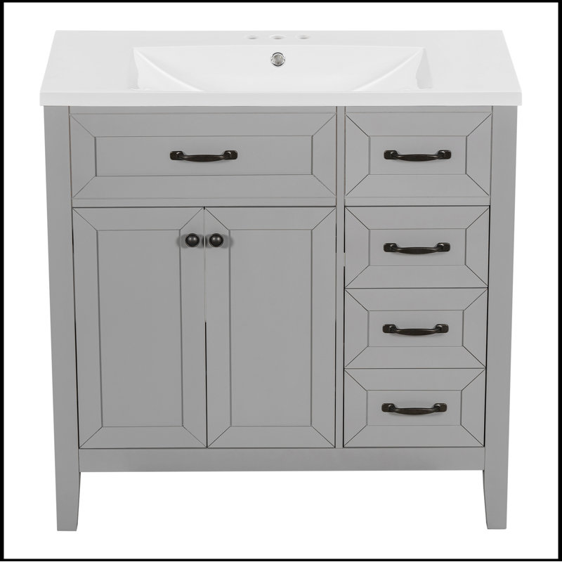 Meuble-lavabo simple avec plateau 35,98 po Savitt, Gris