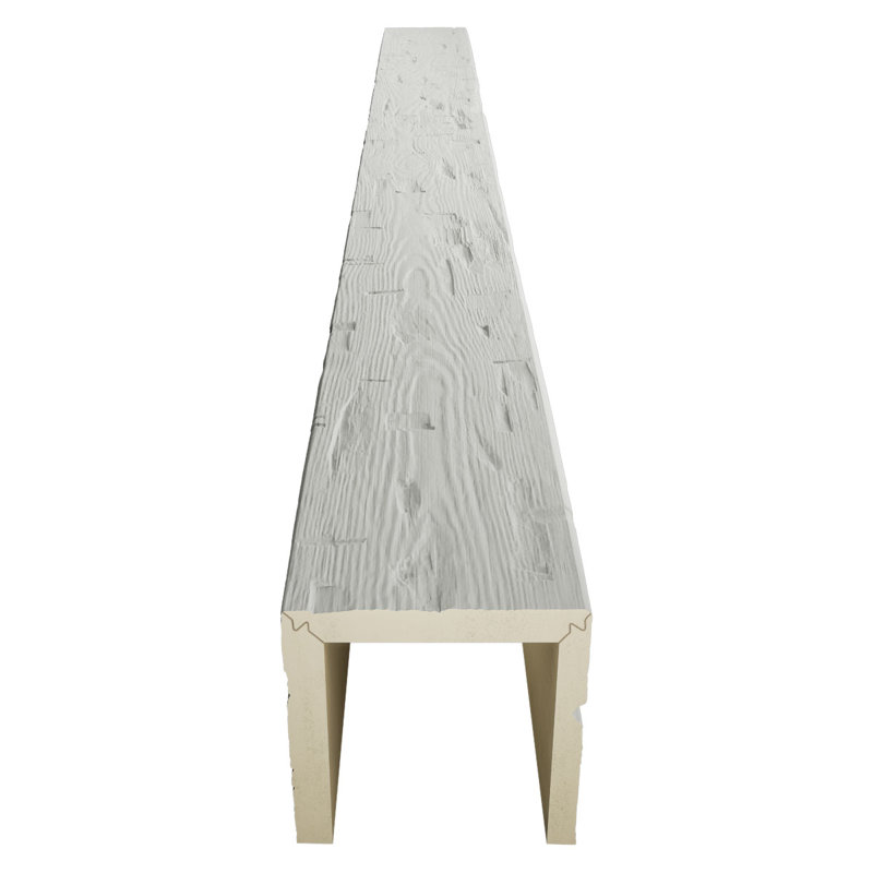 Poutre en imitation de bois taillée à la main à trois côtés (poutre en U), H 12 po x l 8 po, Cachemire, L 16 pi
