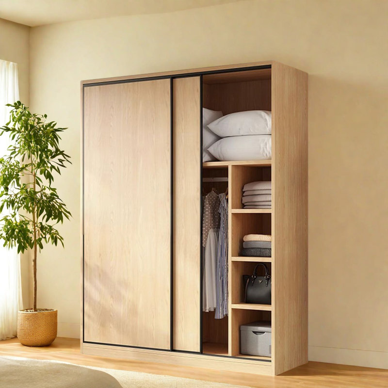 Simple Solid Wood Wardrobe, 79" H x 63" W x 24" D
