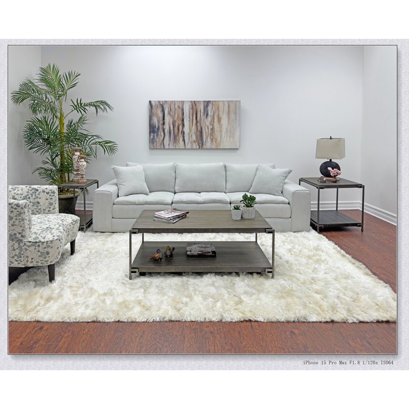 Table basse rectangulaire avec plateau en verre trempé, parfaite pour un décor moderne et classique, peu encombrante et élégante.