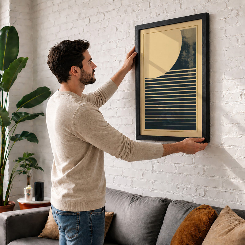 Forest In Stripes Minimalist - Print, Oak, A3 - 42.0 x 29.7 cm