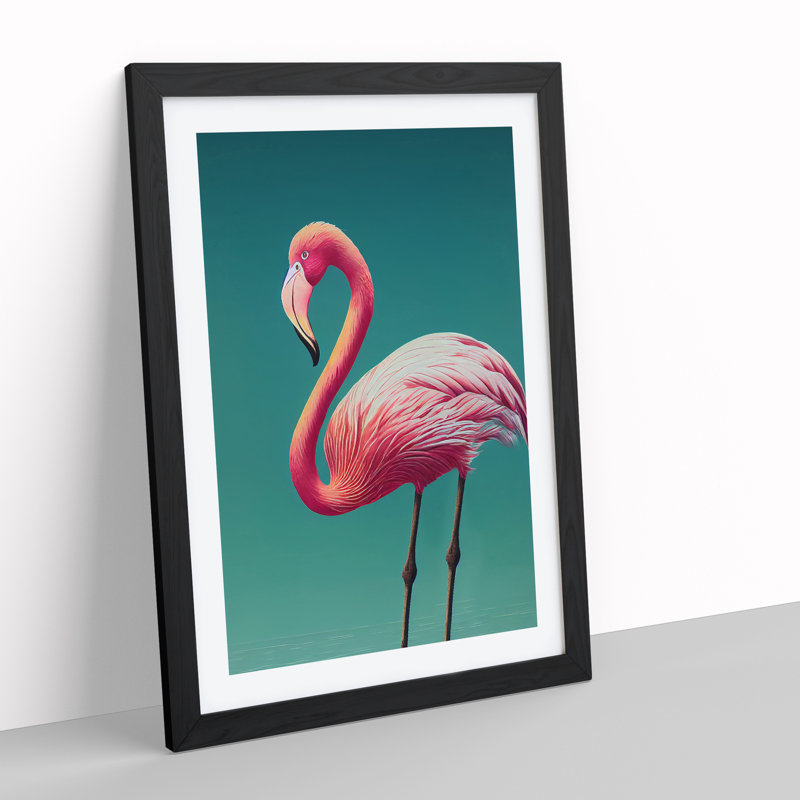 Dignified Flamingo - Single Picture Frame Print, Black, 64cm H x 46cm W x 2cm D