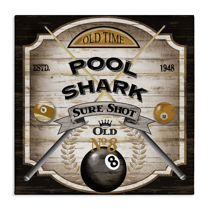 Rustic Pool Shark Canvas Wall Art, design by Conrad Knutsen, 17" H x 17" W