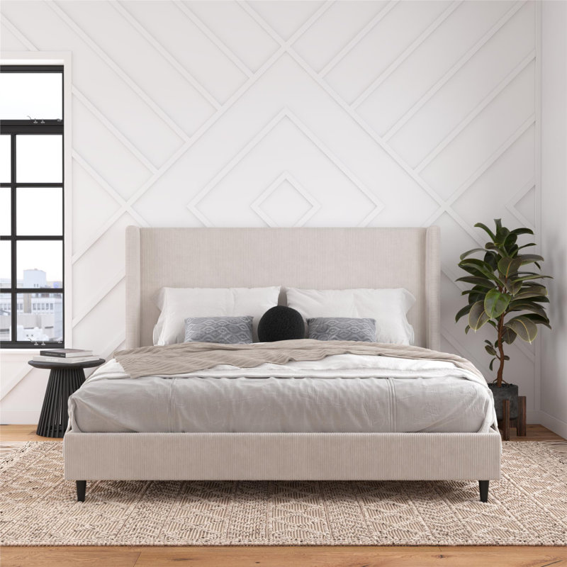 Birzer King Upholstered Wingback Bed