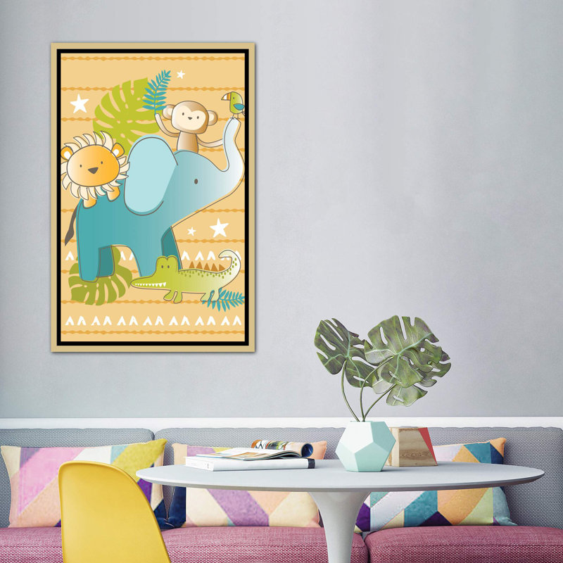 «Jungle Nursery I» par Lisa White boutons - impression d'art graphique, H 60 po x l 40po x P 1,5 po, Toile encadrée d'or