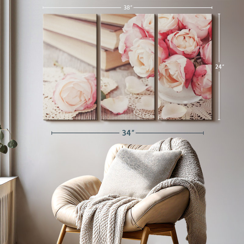 "Romans et roses" sur toile, H 24 po x l 38 po x P 1,25 po
