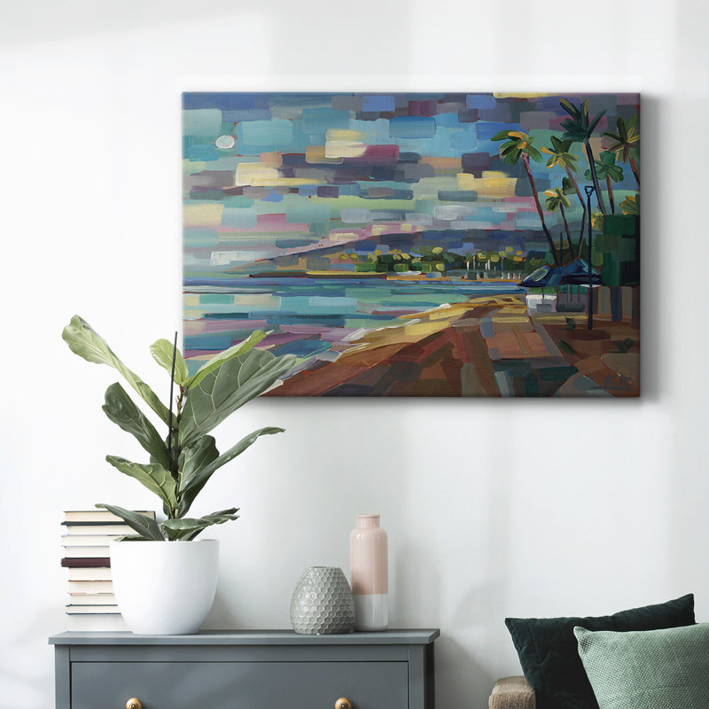 Morning Moon sur toile tendue Waikiki-Gallery, H 18 po x l 27 po