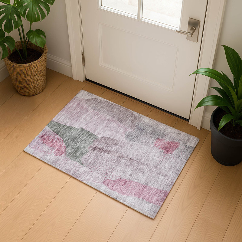 Premium Machine Washable Mouton Abstract Rug, Rectangle 1'8" x 2'6"