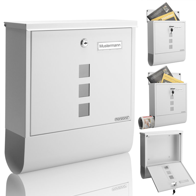Atarah 34cm x 14cm Steel Wall Mounted Post Box, White