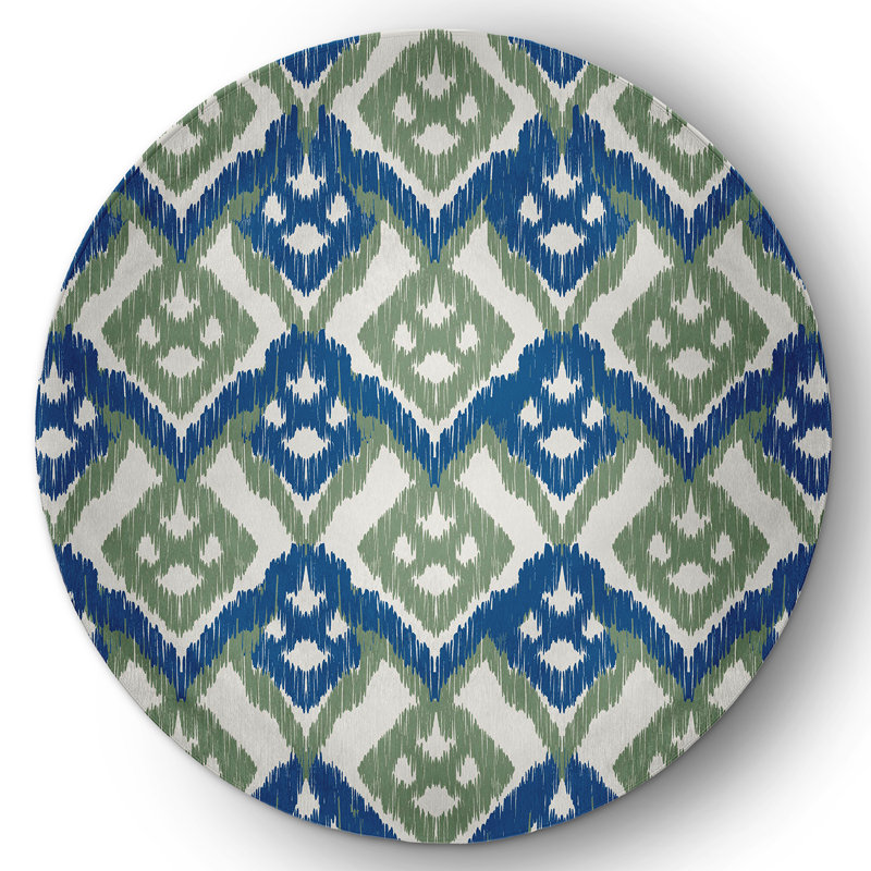 Chenille Ikat Indoor Rug, Round 5'