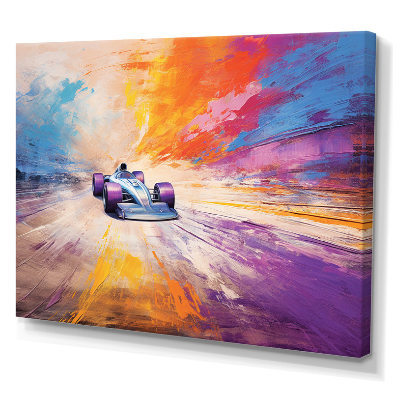 Coloré voiture de course de Formule II - art mural, Toile tendue, H 12 po x l 20 po x P 1 po