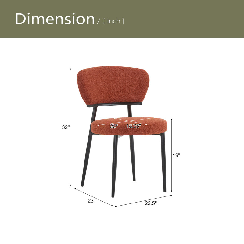 Ensemble de 2 chaises de salle à manger rembourrées, Orange