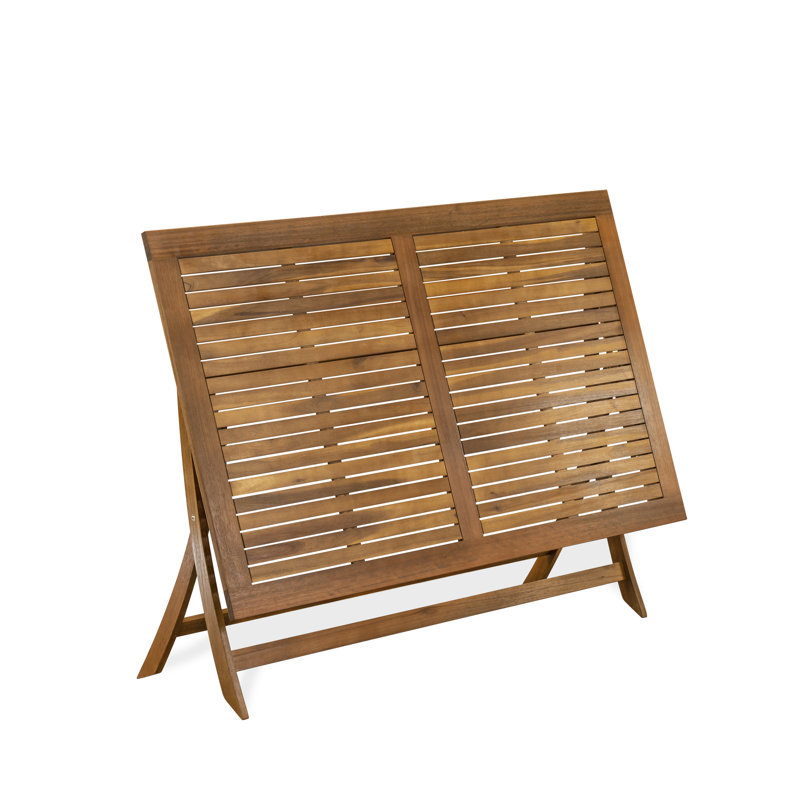 A Patio Dining Table - a Rectangle Acacia Wood Table with Butterfly Leaf, 36x60 Inch, Natural Oil