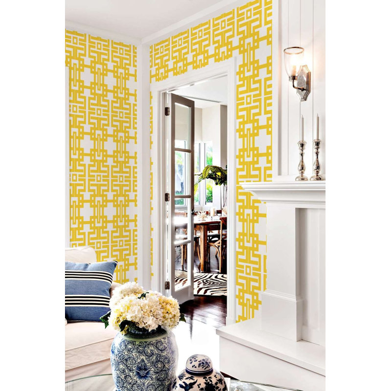 The Blush Label Aztec 10' L x 24" W Wallpaper Roll, Paper, Non-pasted, Marigold