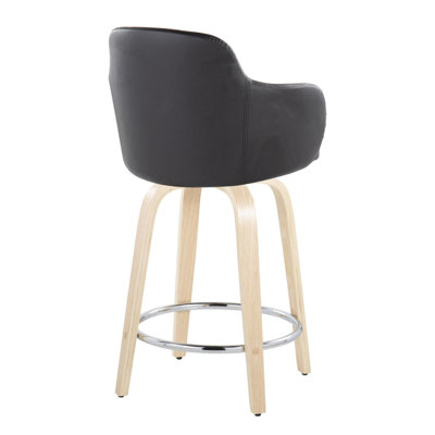 Boyne 24" Fixed-Height Counter Stool in Natural Wood & Black