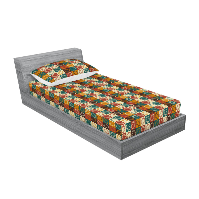 Drap-housse et taies décoratives Ambesonne, Ensemble de draps pour lit simple avec 1 taie d'or