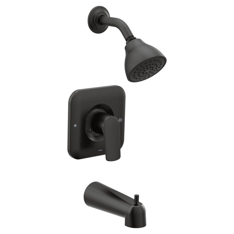 Rizon Tub and Shower Faucet with Handle and Posi-Temp, Matte Black
