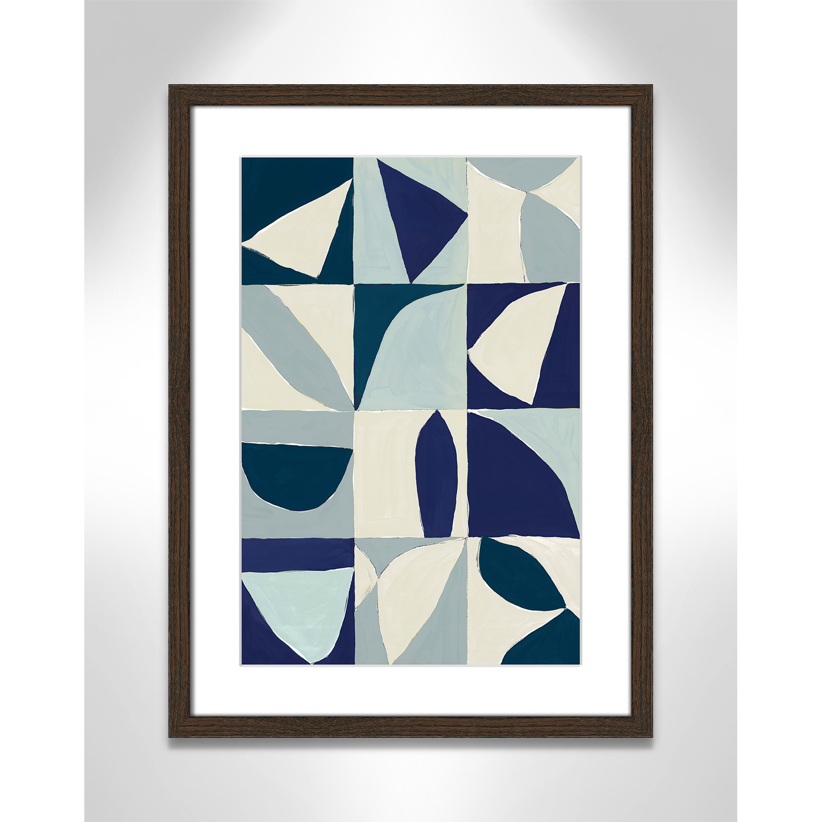 Hestia "Yellow Mayan I Blue Version" Print, 23" H x 17" W x 0.75" D, Walnut