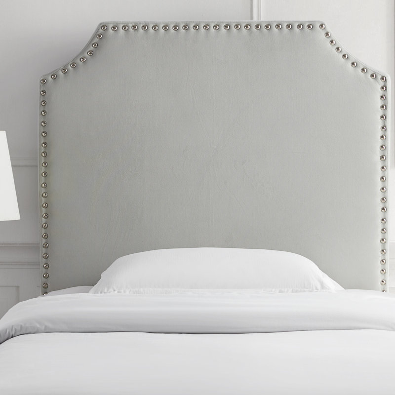 Tête de lit Bevel Tacked Plush College - blanc - avec pieds, gris