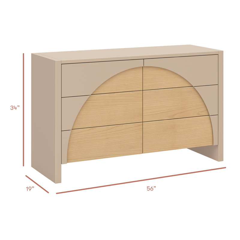 Moab 6-Drawer Assembled Dresser, Taupe/Ash