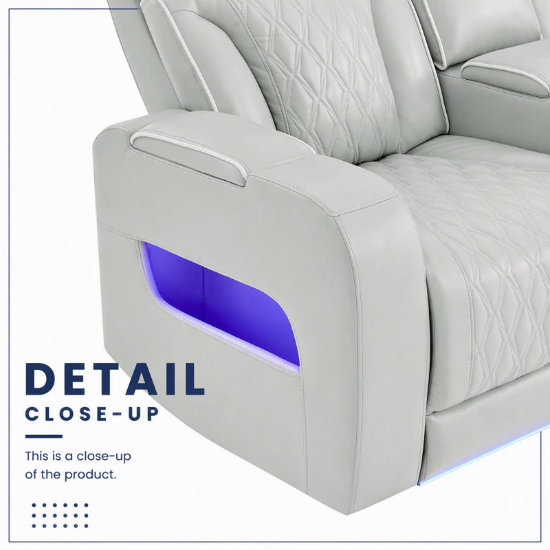 Fauteuil inclinable électrique Julian Silver avec appui-tête réglable et éclairage à DEL pour plus de confort et de commodité