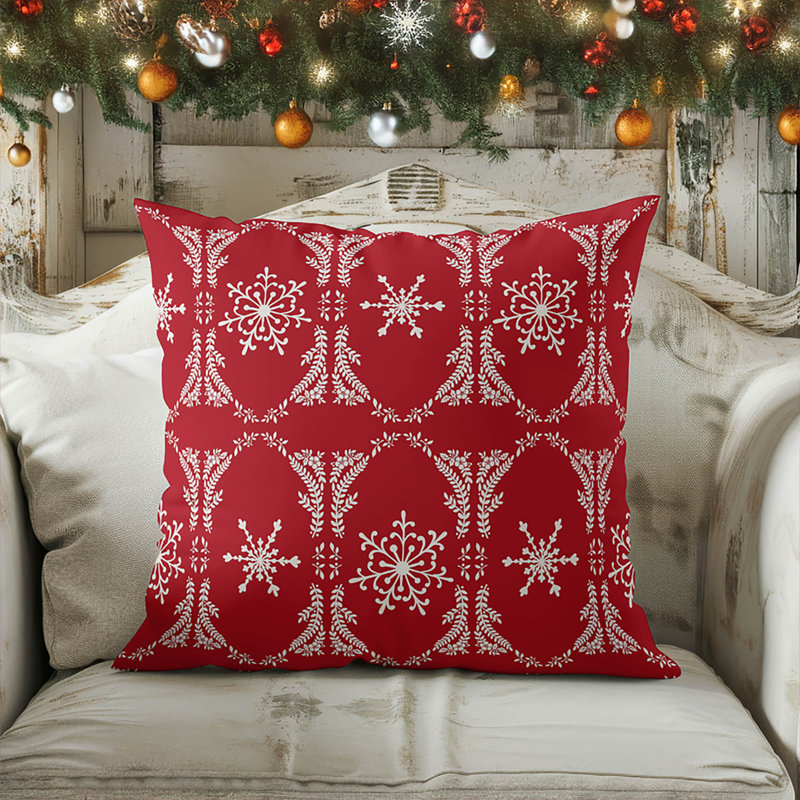 Coussin décoratif d'intérieur, Rouge, Carré 16 po