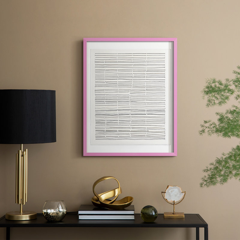 Impression abstraite encadrée CXCII - prête à être accrochée - fabriquée aux États-Unis, H 20 po x l 16 po, Rose