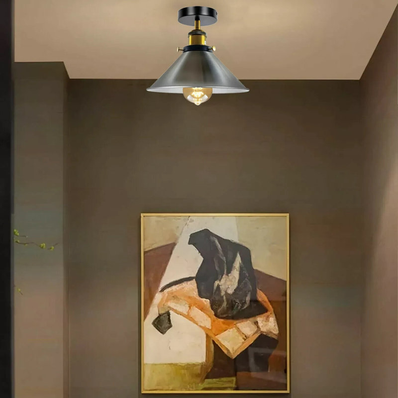 Denzel Semi Flush Mount, Satin Nickel