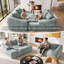 Canapé-lit d'angle modulaire 2 pièces, chenille, assise profonde, convertible, aucun assemblage requis, bleu-gris-272536191