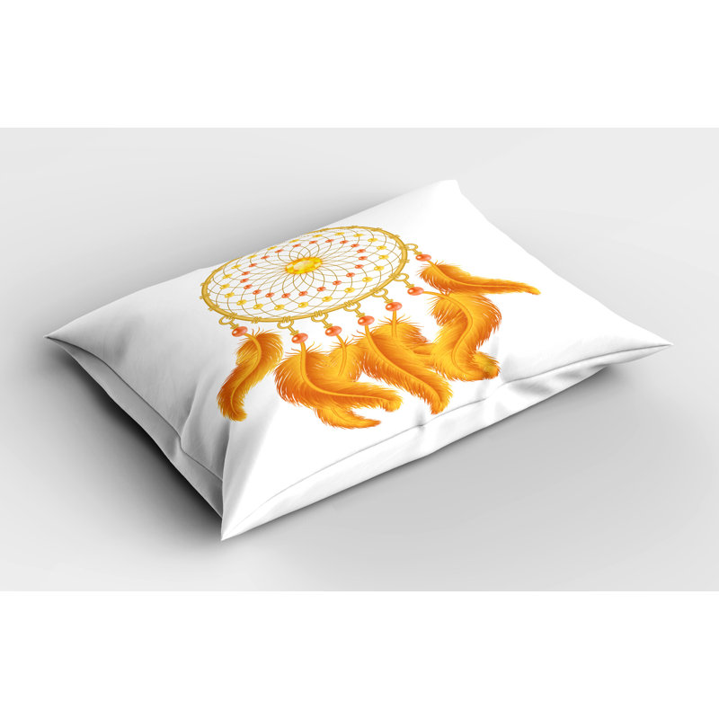 Marigold and White Aztec Dreamcatcher Pillow Shams Set of 2